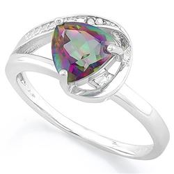 RING - 1 1/5 CARAT MYSTIC GEMSTONE & DIAMOND IN 925 STERLING SILVER SETTING - SZ 7 - RETAIL ESTIMATE