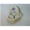 Image 2 : CARVED SOAP STONE TRINKET BOX WITH INLAID LID - MADE IN INDIA