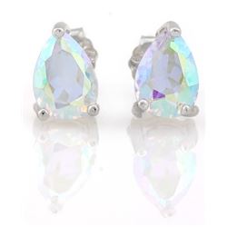 EARRINGS -  1 ½  CTW PEAR FACETED MERCURY MYSTIC TOPAZ IN 925 STERLING SILVER SETTING - RETAIL ESTIM
