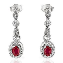 EARRINGS - 1.2 CTW RUBY & DIAMOND IN 925 STERLING SILVER SETTING - RETAIL ESTIMATE $350