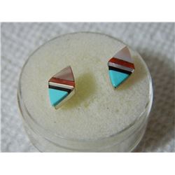 ESTATE - EARRINGS - STERLING SILVER WITH ABALONE - PIERCED