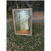 Image 1 : FRAMED PICTURE - PATH IN WOODS - RUSTIC WOOD FRAME - 40 ½" TALL