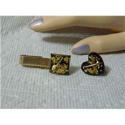GOLD IN RESIN - MONEY CLIP AND HEART EARRING - GOLD SHOVEL & PICK WITH GOLD FLAKES
