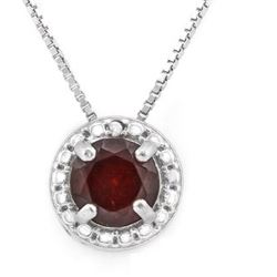 NECKLACE - 1 CTW GARNET &  GENUINE DIAMONDS IN 925 STERLING SILVER - INCLUDES 20" 18K GOLD OVER 925 