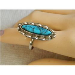 RING - TOURQUOISE IN STERLING SILVER SETTING - FROM ESTATE