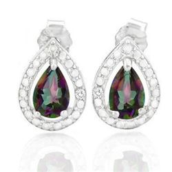 EARRINGS - 4/5 CTW MYSTIC GEMSTONE IN 925 STERLING SILVER SETTING - RETAIL ESTIMATE $250