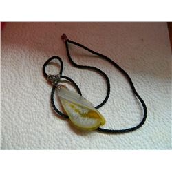 ROPE NECKLACE WITH 3" AGATE SLICE