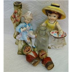 VINTAGE ORNAMENTS & BOTTLE