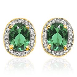 **** FEATURE ITEM **** EARRINGS - 4/5 CT RUSSIAN EMERALD & 1/4 CT DIAMOND IN 10K SOLID YELLOW GOLD S