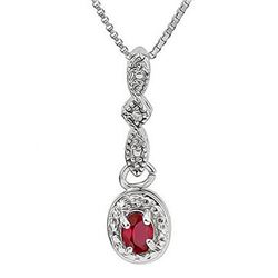 NECKLACE - .6 CARAT RUBY & DIAMOND IN 925 STERLING SILVER SETTING - INCLUDES 20" WHITE GOLD OVER 925