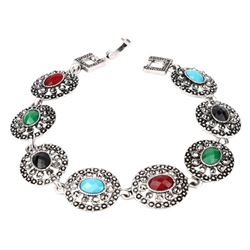 BRACELET - VINTAGE STYLE CRAFTING OF GEMS IN GERMAN STERLING SILVER SETTING WITH 18K GOLD FINISH - R