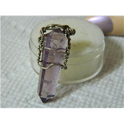 ESTATE - PENDANT - AMETHYST CRYSTAL - 6 SIDED - 30mm long