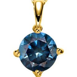**** FEATURE ITEM **** PENDANT - 1/5 CARAT BLUE DIAMOND IN 14KT SOLID YELLOW GOLD SETTING - INCLUDES