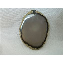 POLISHED AGATE SLICE - SMALL DRILLED HOLE AT TOP - 3 ½"