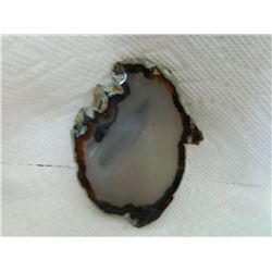 POLISHED AGATE SLICE - SMALL DRILLED HOLE AT TOP - 3 ½"