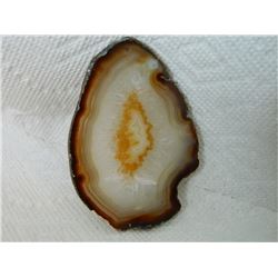 POLISHED AGATE SLICE - SMALL DRILLED HOLE AT TOP - 4"
