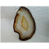 Image 2 : POLISHED AGATE SLICE - SMALL DRILLED HOLE AT TOP - 4"
