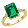 Image 1 : **** FEATURE ITEM **** - RING - 3.01 CT RUSSIAN EMERALD & 8 DIAMONDS IN 14K SOLID YELLLOW GOLD SETTI