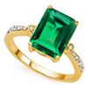 Image 2 : **** FEATURE ITEM **** - RING - 3.01 CT RUSSIAN EMERALD & 8 DIAMONDS IN 14K SOLID YELLLOW GOLD SETTI