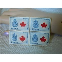 STAMPS - CANADA 5 CENTS - 1966 - CANADA COAT OF ARMS - 4 TTL
