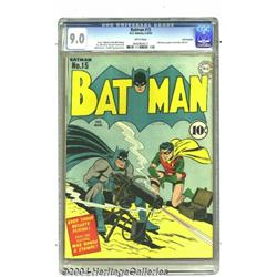 Batman #15 San Francisco pedigree (DC, 1943) CGC VF/NM 9.0 White pages.