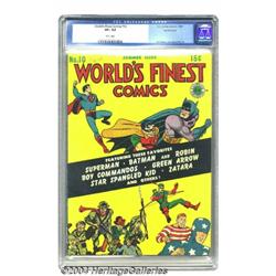 World's Finest Comics #10 San Francisco pedigree (DC, 1943) CGC VF+ 8.5 White pages.