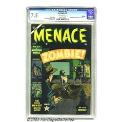 Menace #5 Bethlehem pedigree (Atlas, 1953) CGC VF- 7.5 Off-white pages.
