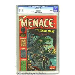 Menace #8 Bethlehem pedigree (Atlas, 1953) CGC VF+ 8.5 Off-white pages.