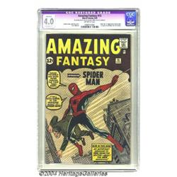 Amazing Fantasy #15 (Marvel, 1962) CGC Apparent VG 4.0 Extensive (P) Off-white pages.