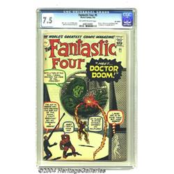 Fantastic Four #5 U.K. Edition (Marvel, 1962) CGC VF- 7.5 Off-white to white pages.