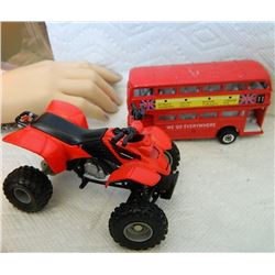 METAL TOYS - BRITISH DOUBLE DECKER BUS & QUAD