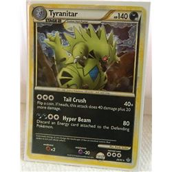 POKEMON COLLECTOR CARD IN PROTECTIVE SLEEVE - TYRANITAR STAGE 2 HOLO - 26/95