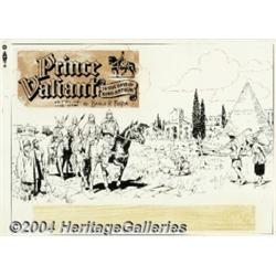 Hal Foster - Prince Valiant Title Panel Comic Strip Original Art (King Features Syndicate, undated).