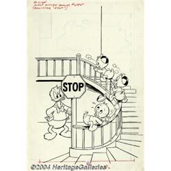 Pete Alvarado (attributed) - Walt Disney Comics and Stories #495 Cover Original Art (Whitman, 1972).