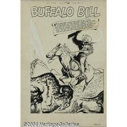 Maurice Del Bourgo - Classics Illustrated #106 "Buffalo Bill" Splash Page Original Art (Gilberton, 1
