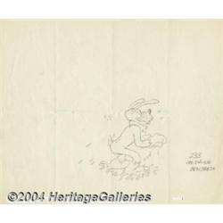 Walt Disney Studios, Jack Larsen - Pluto Test Animation Drawing Original Art (Walt Disney, 1936).