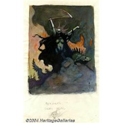 Frank Frazetta - Woman With a Scythe Study Sketch Original Art (Undated).