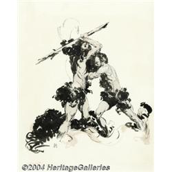 Jeffrey Jones - Cavemen Illustration Original Art (undated).