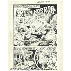 Bob Powell - Witches Tales #6, Complete 4-page Story "Green Horror" Original Art (Harvey, 1951).