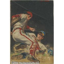 Pulp Artist (anonymous) - Baseball Home Plate Painting Original Art (undated).