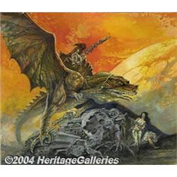 Tom Sutton - Dragon Rider Fantasy Painting Original Art (1986).