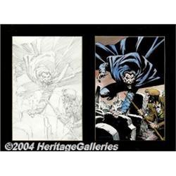 Bernie Wrightson - Original Art Pin Up of a Vampire and Vampire Hunter (undated).