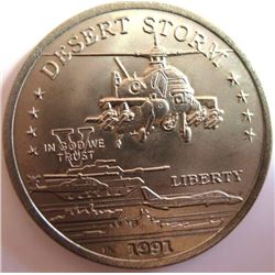 1991 $5 Dessert Storm Coin  Apache Attack Helicopter