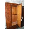 Image 2 : Burl walnut single mirrored door wardrobe with drawer in base