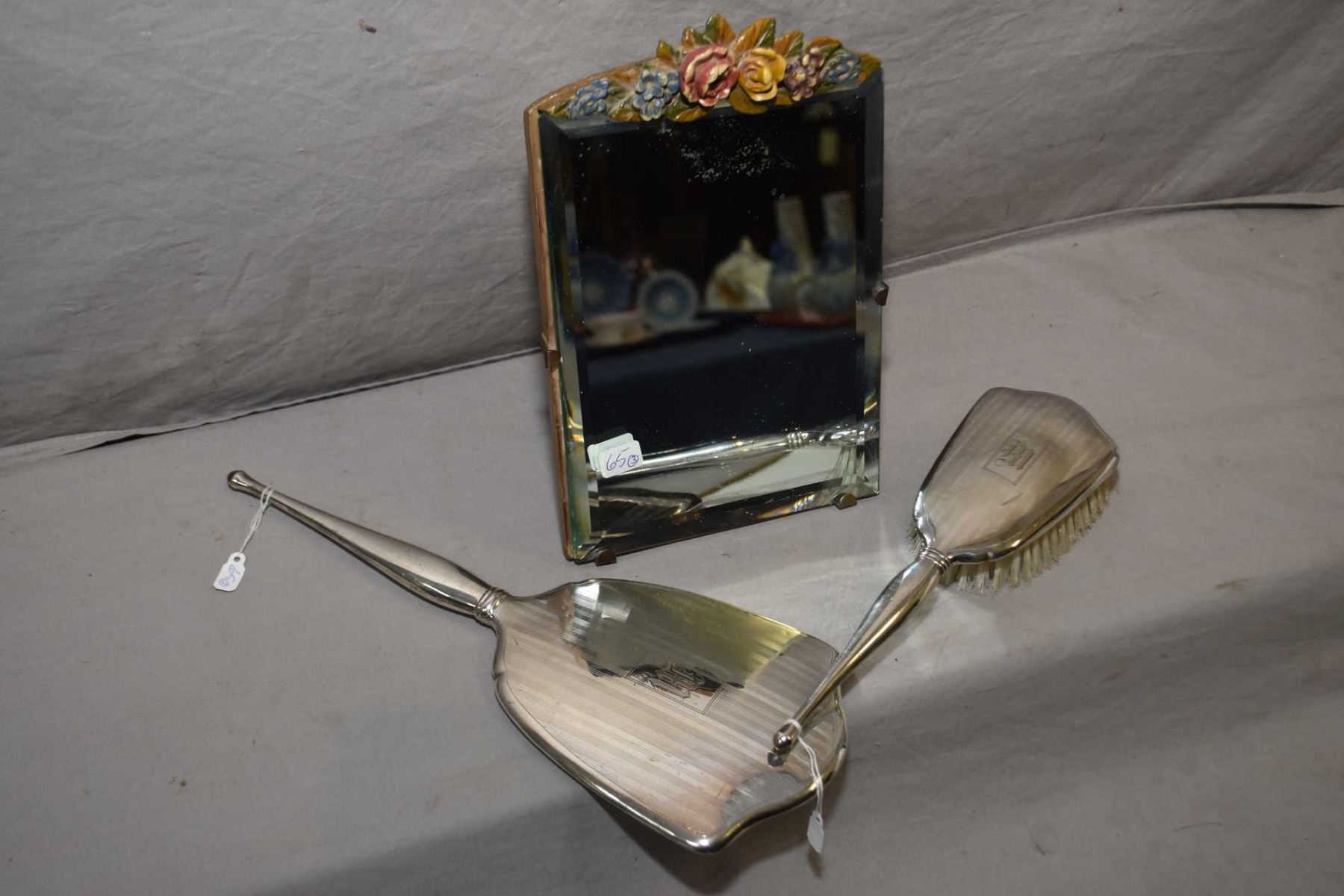Birks Sterling Silver Hand Mirror And Hair Brush And A Vintage Dresser
