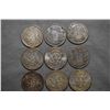 Image 1 : Selection of 50 cent pieces including six Canadian coins 1943, two 1950, 1961, 1965 and 1966 plus th