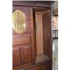 Image 2 : Large antique three section wardrobe with two bevelled mirrored door section and four drawer base, 8