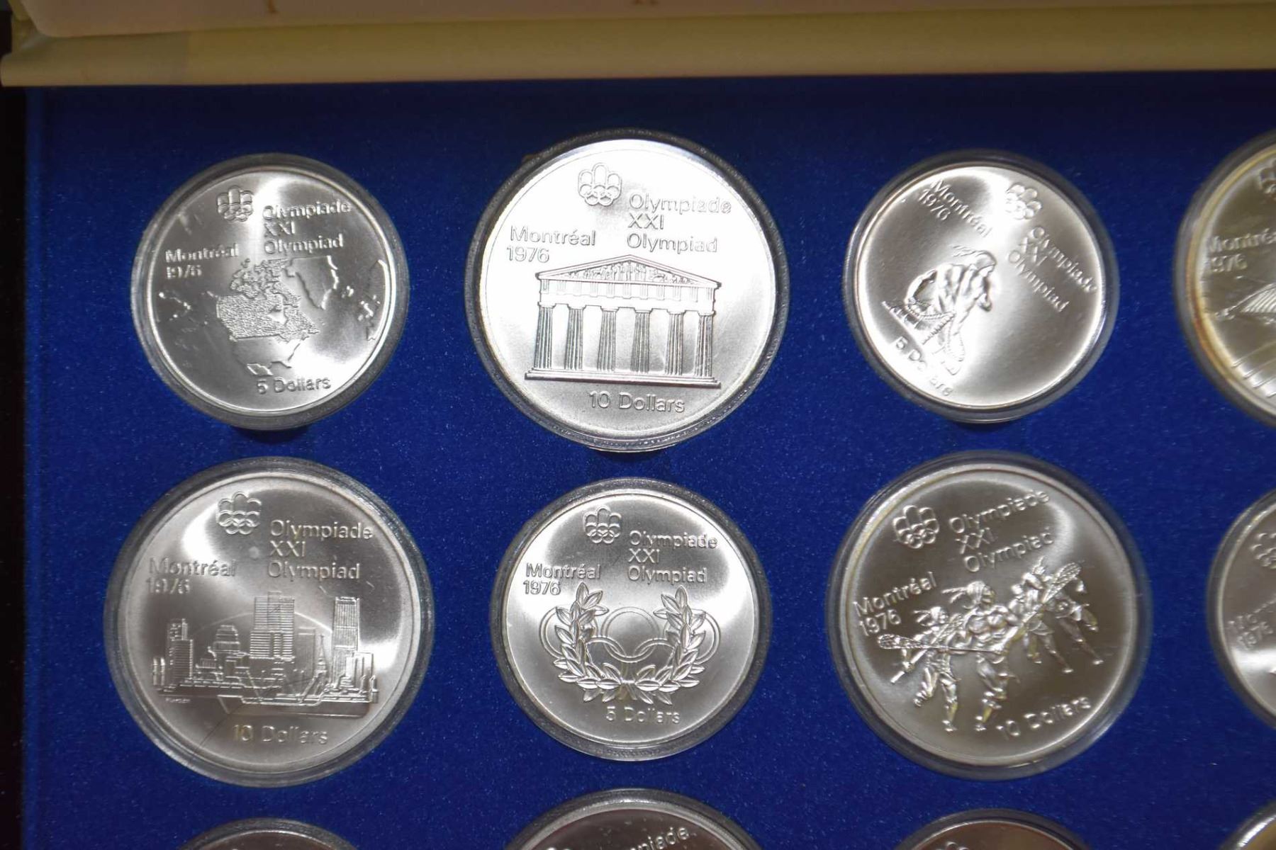 Boxed Canadian Olympic coins 1976 proof set with fourteen sterling ... Canadian olympic coins 1976