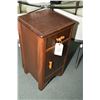 Image 2 : Two art deco walnut bedroom pieces including a matched grain four drawer high boy and a side table