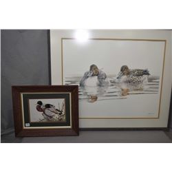 Two framed prints including limited edition duck print 518/700 and pencil signed by artist M. Brewer